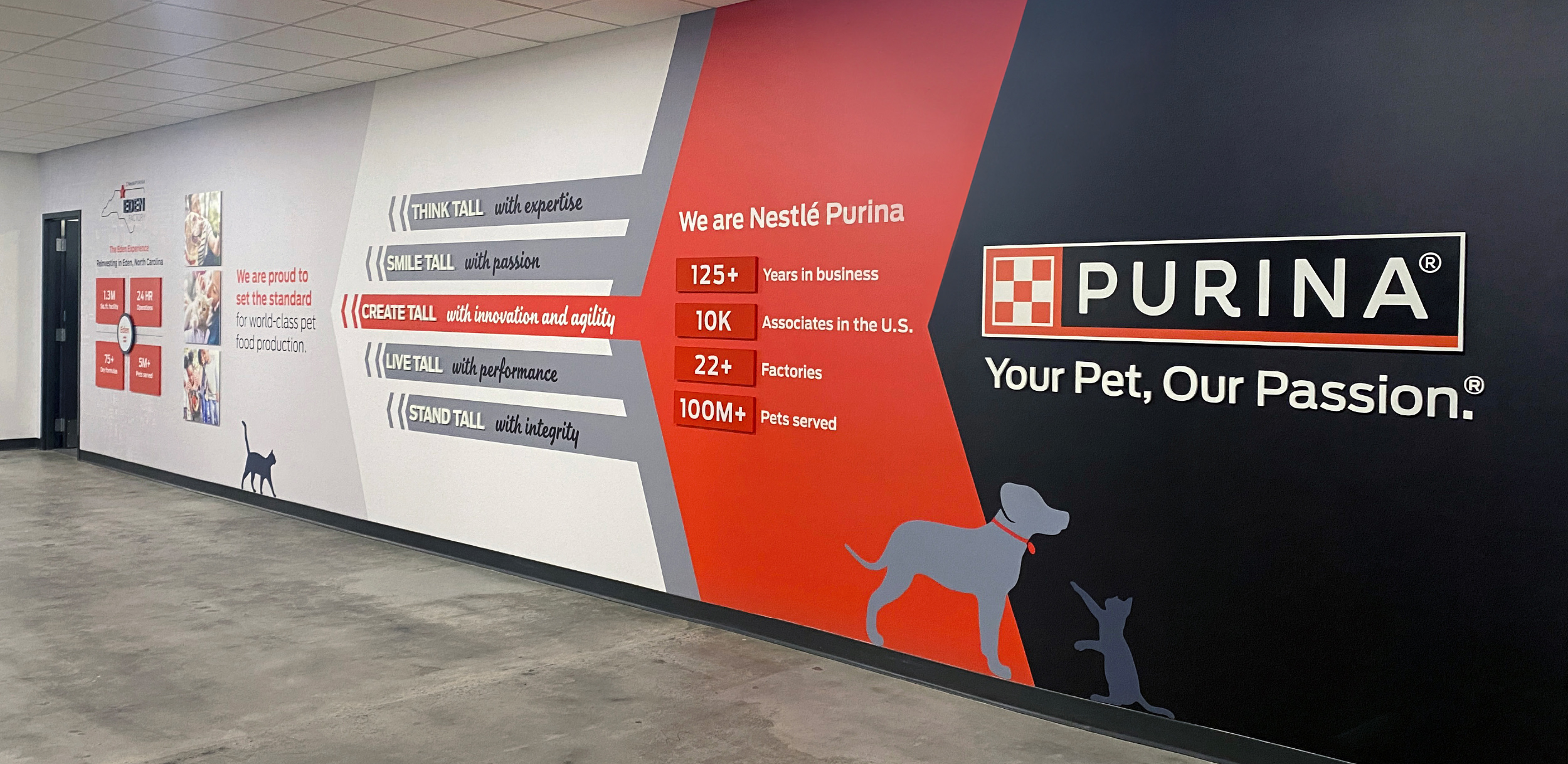 nestle purina environmental graphics interior design manufacturing facility