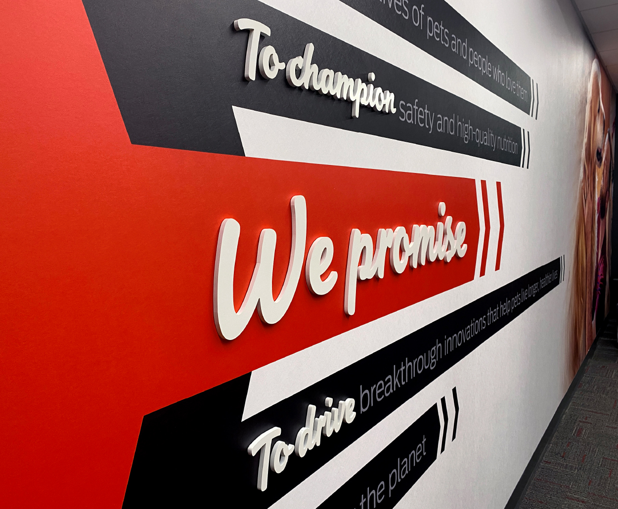 nestle purina environmental graphics interior design manufacturing facility