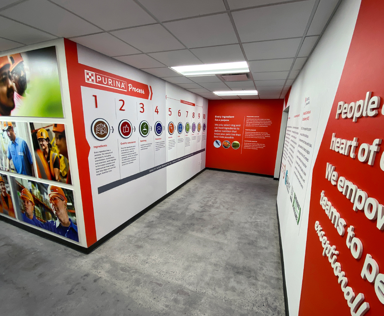 nestle purina environmental graphics interior design manufacturing facility